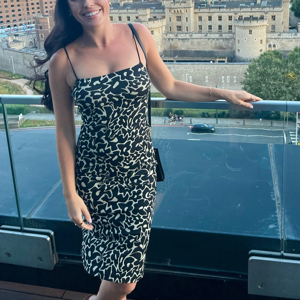 Zara Black and White Floral Dress